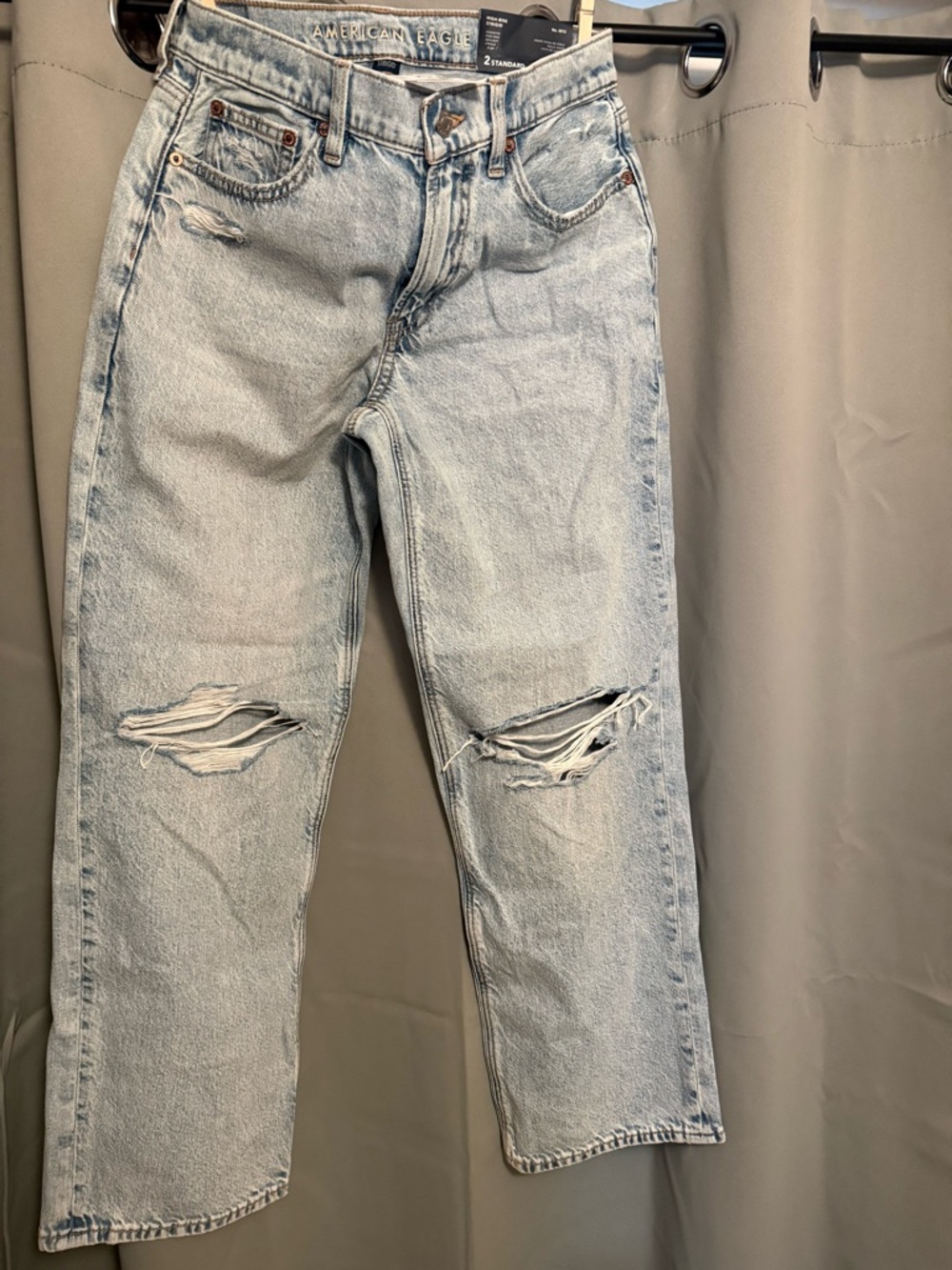 American Eagle Outfitters Light Blue Straight Ripped Jeans